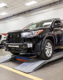 Toyota on vehicle lift | Bob Rohrman Toyota in Lafayette IN