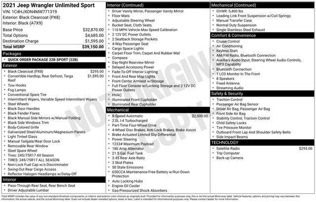 2021 Jeep Wrangler Unlimited Sport