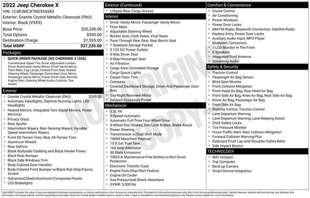2022 Jeep Cherokee X