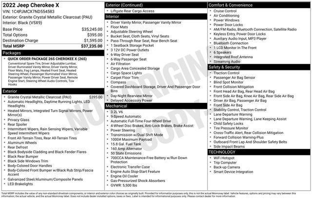 2022 Jeep Cherokee X