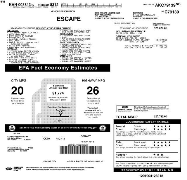 2010 Ford Escape Limited