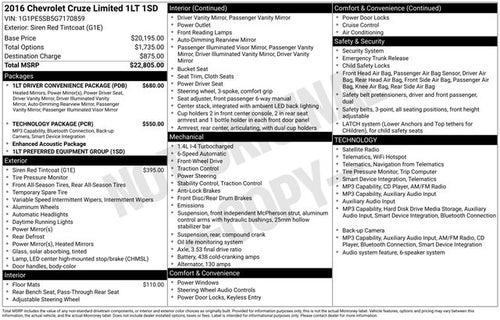 2016 Chevrolet Cruze Limited 1LT