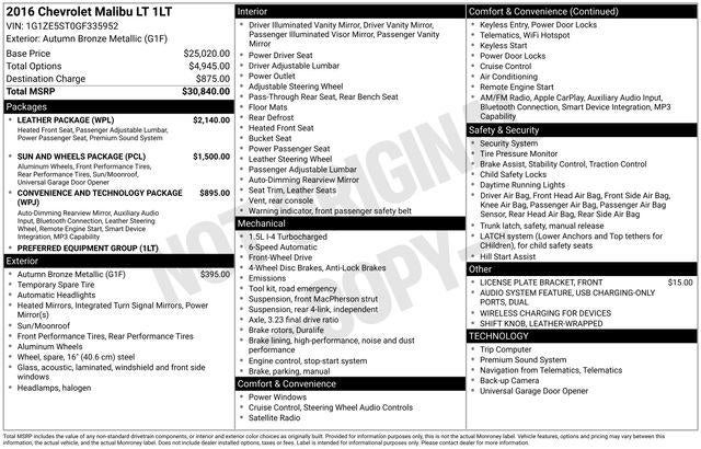2016 Chevrolet Malibu LT 1LT