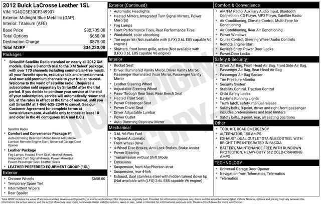 2012 Buick LaCrosse Leather Group