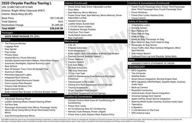 2020 Chrysler Pacifica Touring L