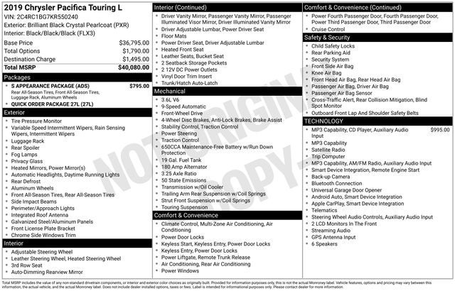 2019 Chrysler Pacifica Touring L
