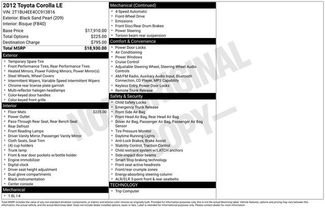 2012 Toyota Corolla LE