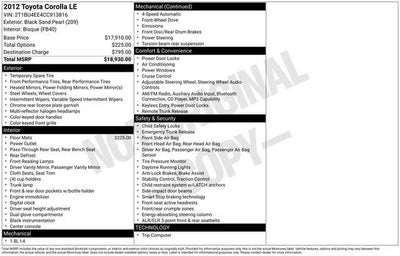 2012 Toyota COROLLA LE