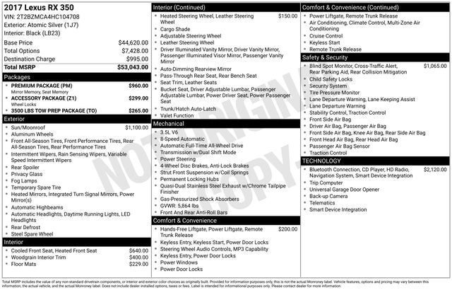 2017 Lexus RX 350 350