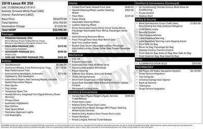 2018 Lexus RX 350 350