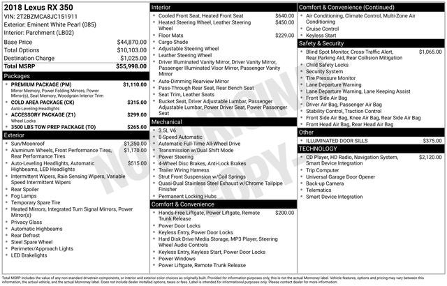 2018 Lexus RX 350 350
