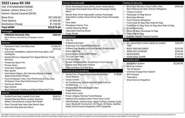 2022 Lexus RX 350 350