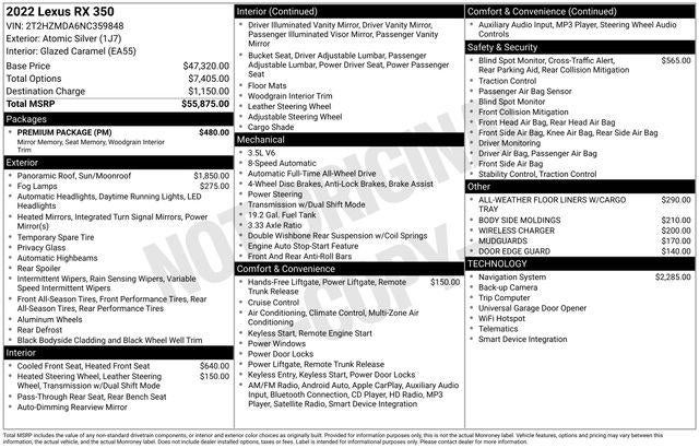 2022 Lexus RX 350 350