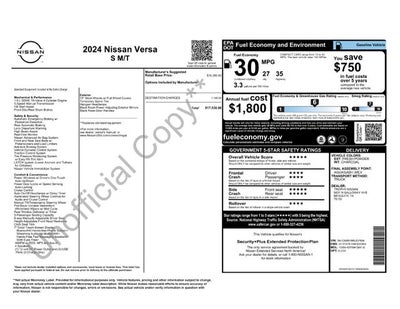 2024 Nissan Versa 1.6 S