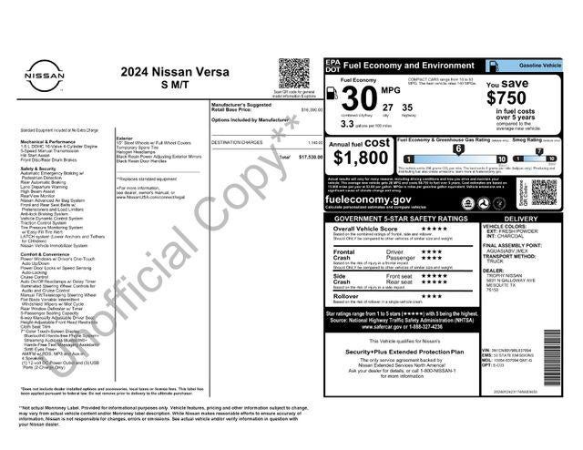 2024 Nissan Versa 1.6 S