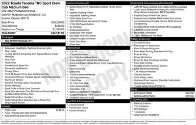 2022 Toyota TACOMA TRD SPORT TRD Sport V6