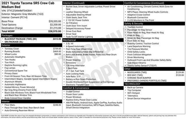 2021 Toyota TACOMA SR5 SR5 V6