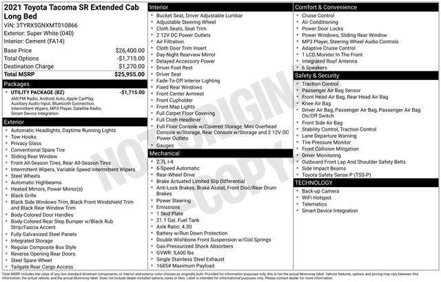 2021 Toyota TACOMA SR SR