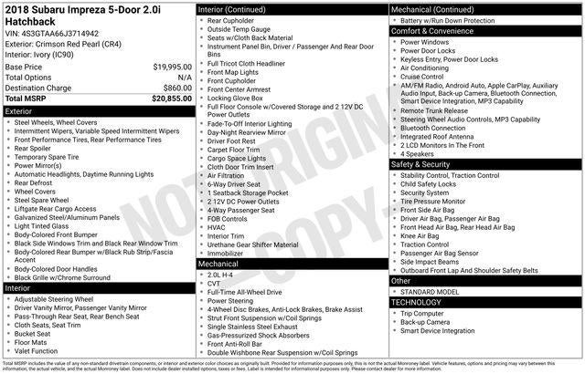 2018 Subaru Impreza 2.0i