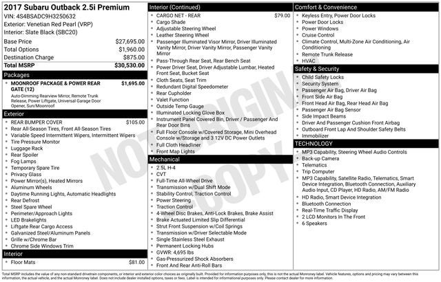 2017 Subaru Outback 2.5i Premium