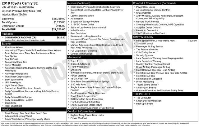 2018 Toyota CAMRY SE