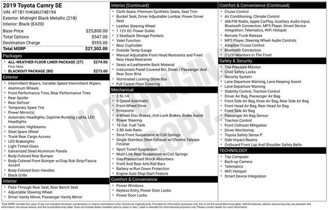 2019 Toyota Camry SE