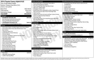 2016 Toyota Camry Hybrid XLE