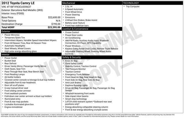 2012 Toyota Camry LE