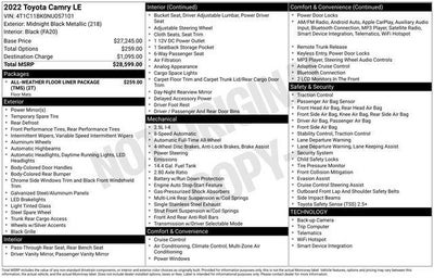 2022 Toyota CAMRY LE