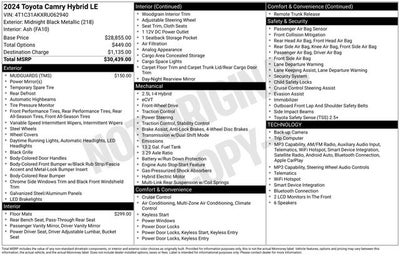 2024 Toyota Camry Hybrid LE