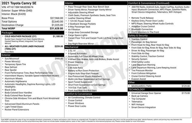 2021 Toyota CAMRY SE