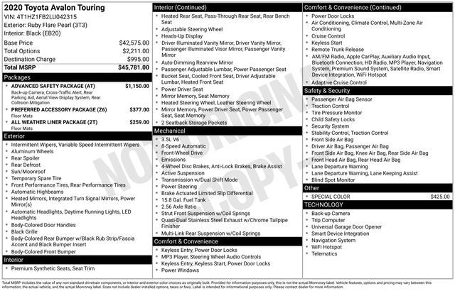2020 Toyota Avalon Touring