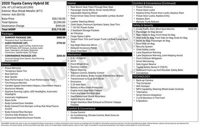 2020 Toyota CAMRY HYBRID SE