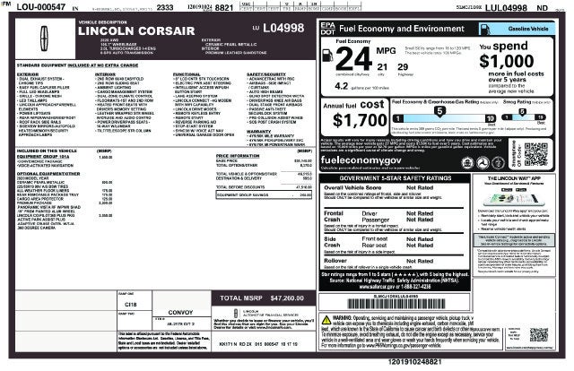 2020 Lincoln Corsair Standard
