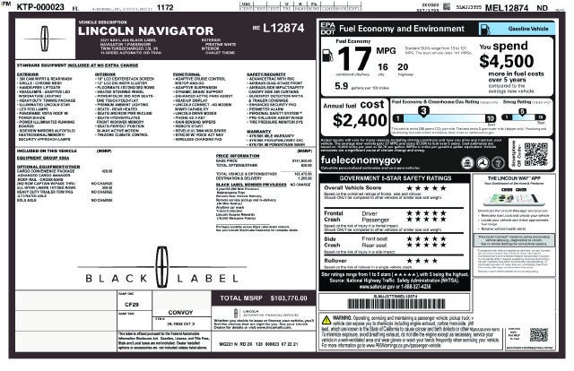 2021 Lincoln Navigator L Black Label