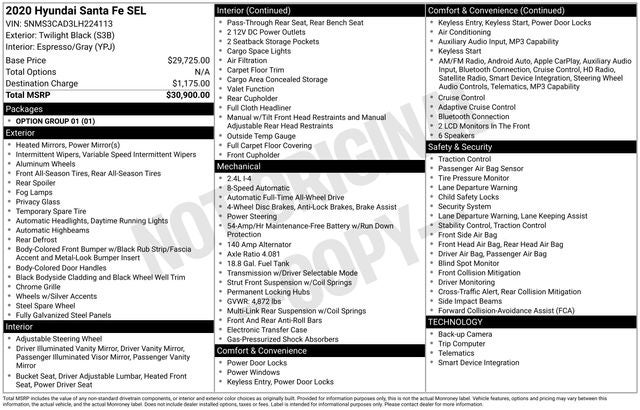 2020 Hyundai Santa Fe SEL