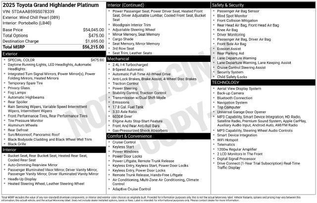 2025 Toyota Grand Highlander Platinum