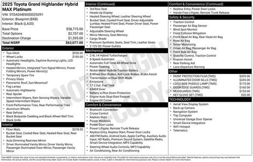 2025 Toyota Grand Highlander Hybrid MAX Platinum