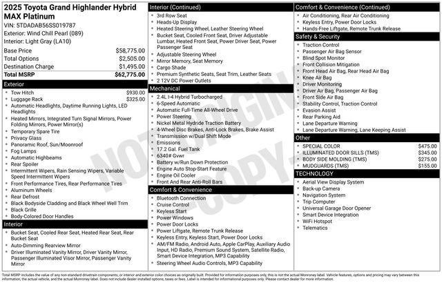 2025 Toyota GRAND HIGHLANDER HEV MAX Platinum