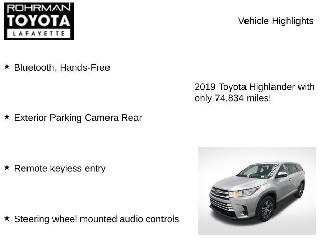 2019 Toyota HIGHLANDER LE V6 AWD LE