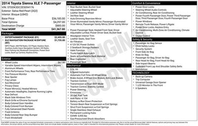 2014 Toyota SIENNA XLE 3.5L XLE 7 Passenger