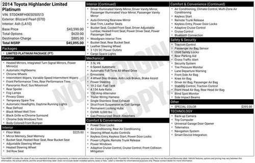 2014 Toyota Highlander Limited Platinum V6