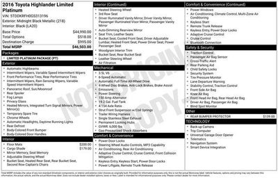 2016 Toyota HIGHLANDER Limited Platinum V6