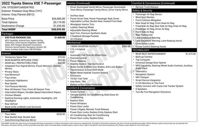 2022 Toyota Sienna XSE 7 Passenger