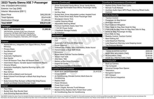 2023 Toyota SIENNA XSE AWD XSE 7 Passenger