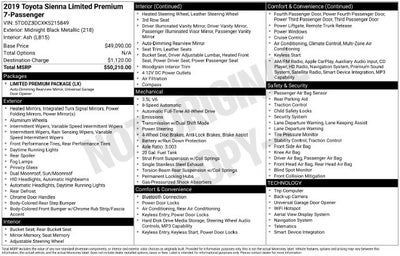 2019 Toyota Sienna Limited Premium 7 Passenger