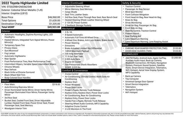 2022 Toyota HIGHLANDER Limited