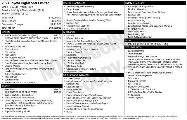 2021 Toyota Highlander Limited