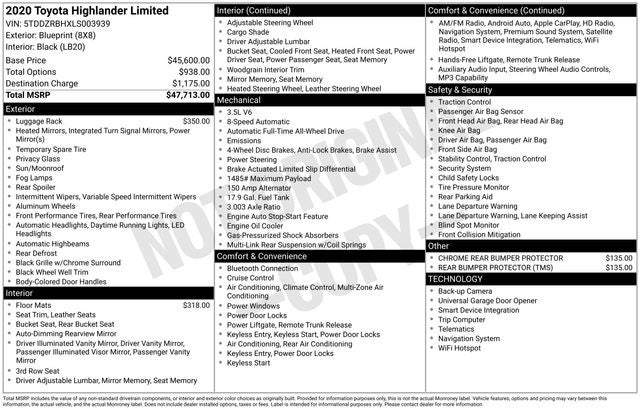2020 Toyota HIGHLANDER Limited