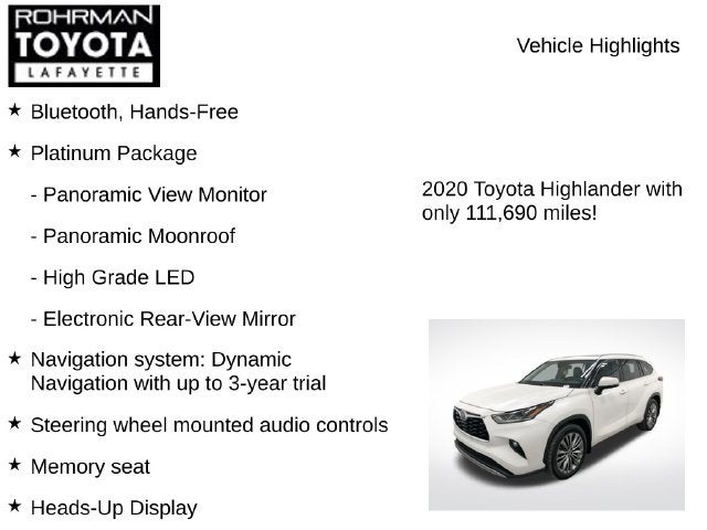 2020 Toyota Highlander Platinum